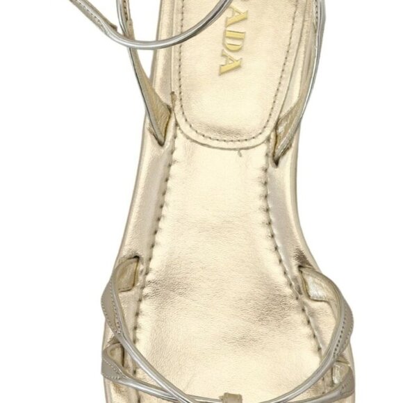 Prada Elegant Silver Ankle Strap Flats - Picture 7 of 7